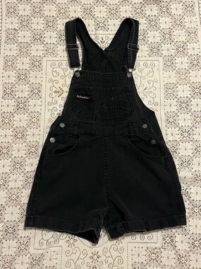 Women’s Black vintage No Boundaries Denim Overall shorts 2000s Y2K shortall Sz S